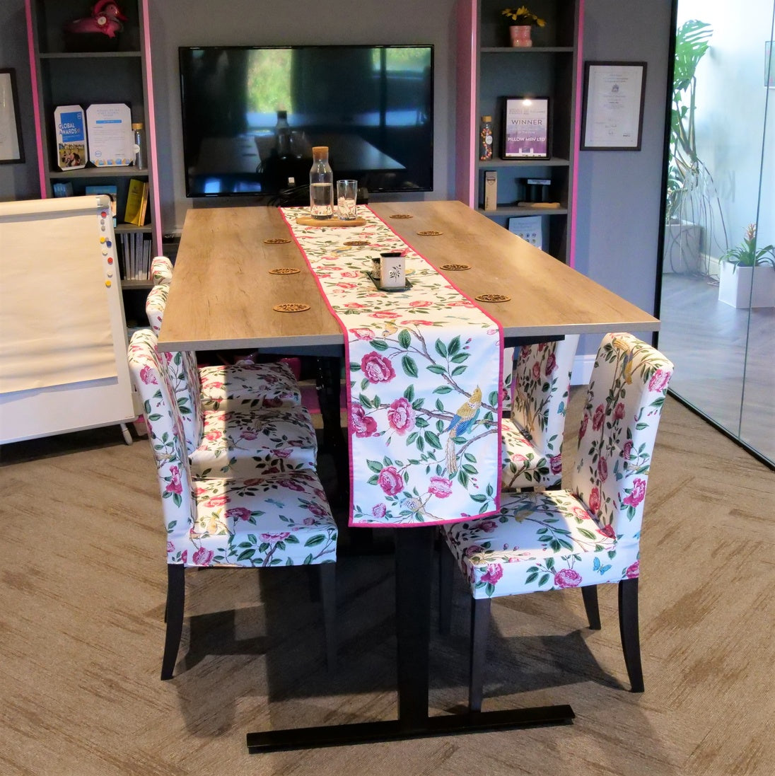 Solna Height Adjustable Conference Table in dining room.