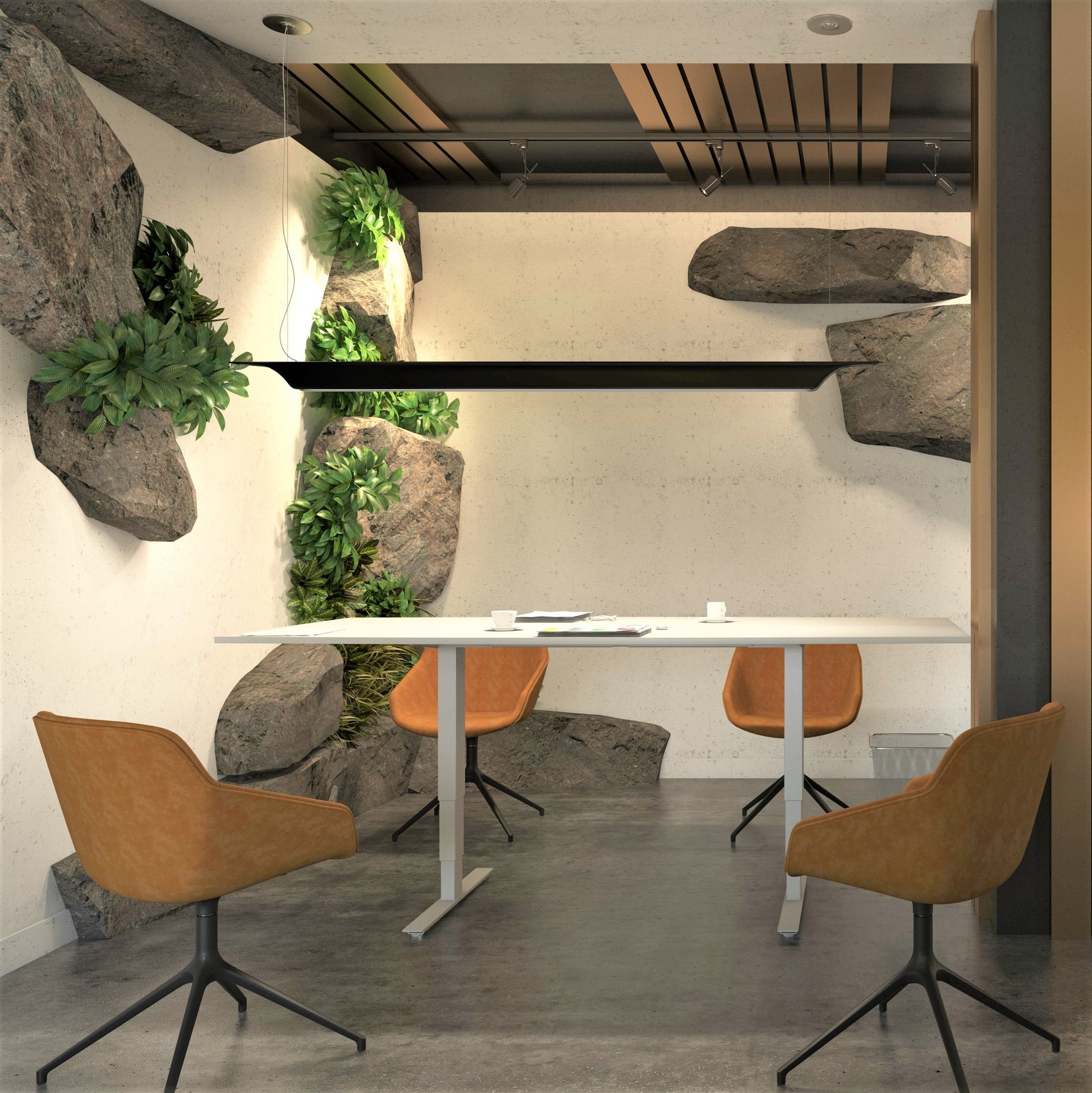 Sit stand meeting table.