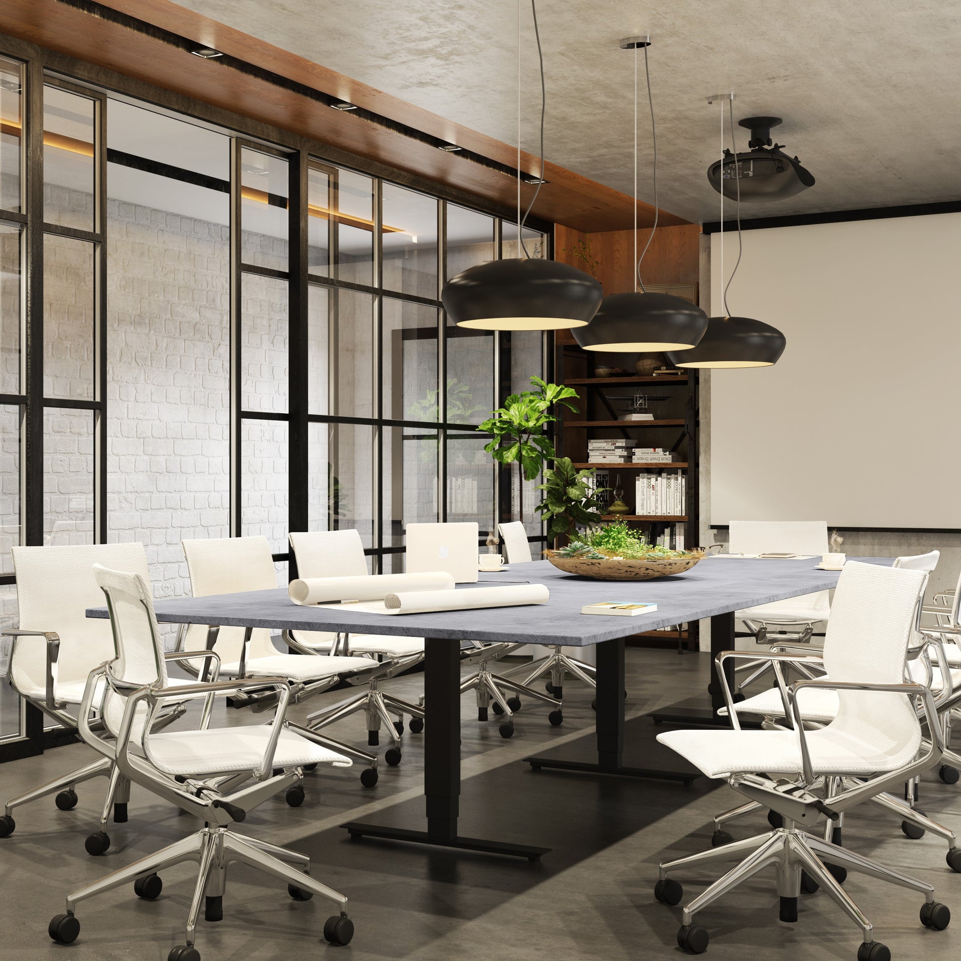 Height Adjustable Conference Table Frame in office.