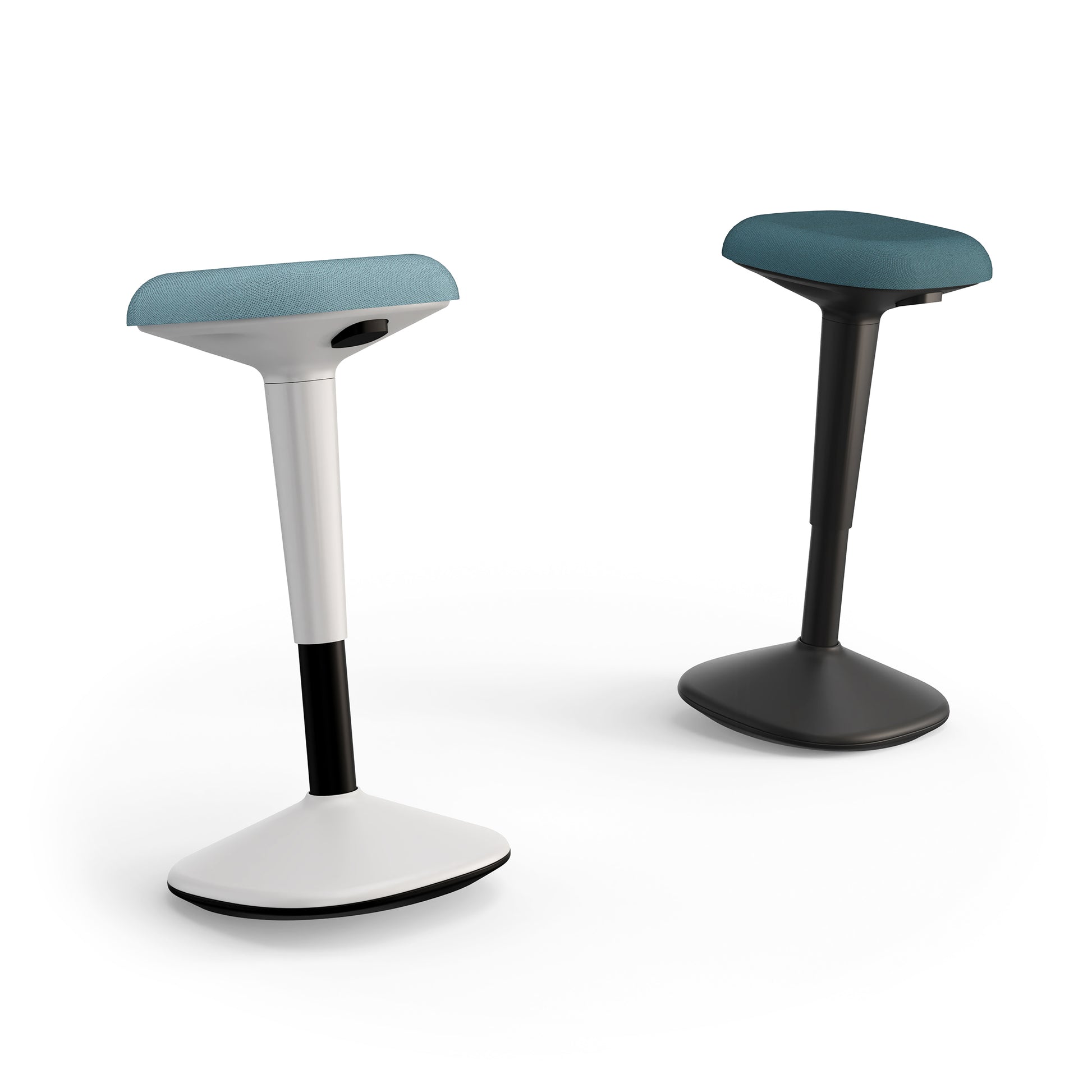 One black and one white Younit office sit stand stools.