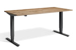 Solid oak standing desk with graphite frame.