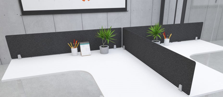 Varberg Acoustic and Privacy Screens being used on desks
