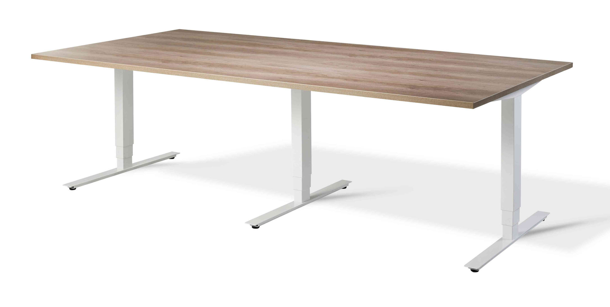 Solna Height Adjustable Conference Table - grey/white frame.