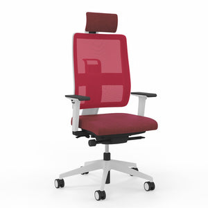 Front view of white and red Viasit Toleo Mesh-Back Ergonomic Chair.