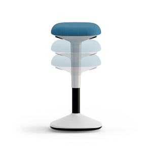 Front view of Blue Younit sit stand stool.