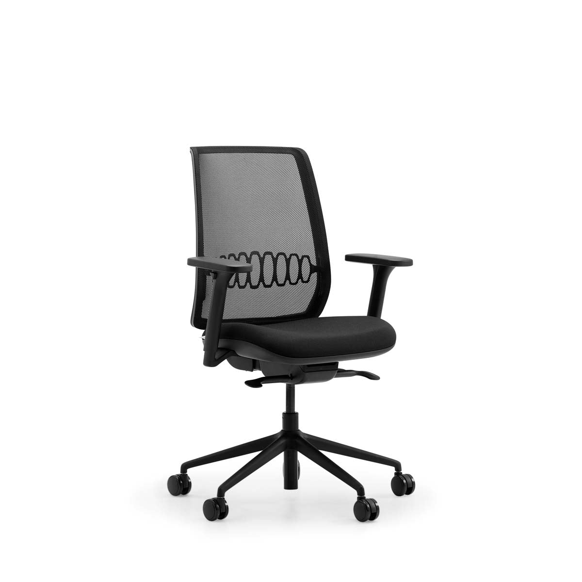 Ystad ergonomic mesh task chair in black, front angle view