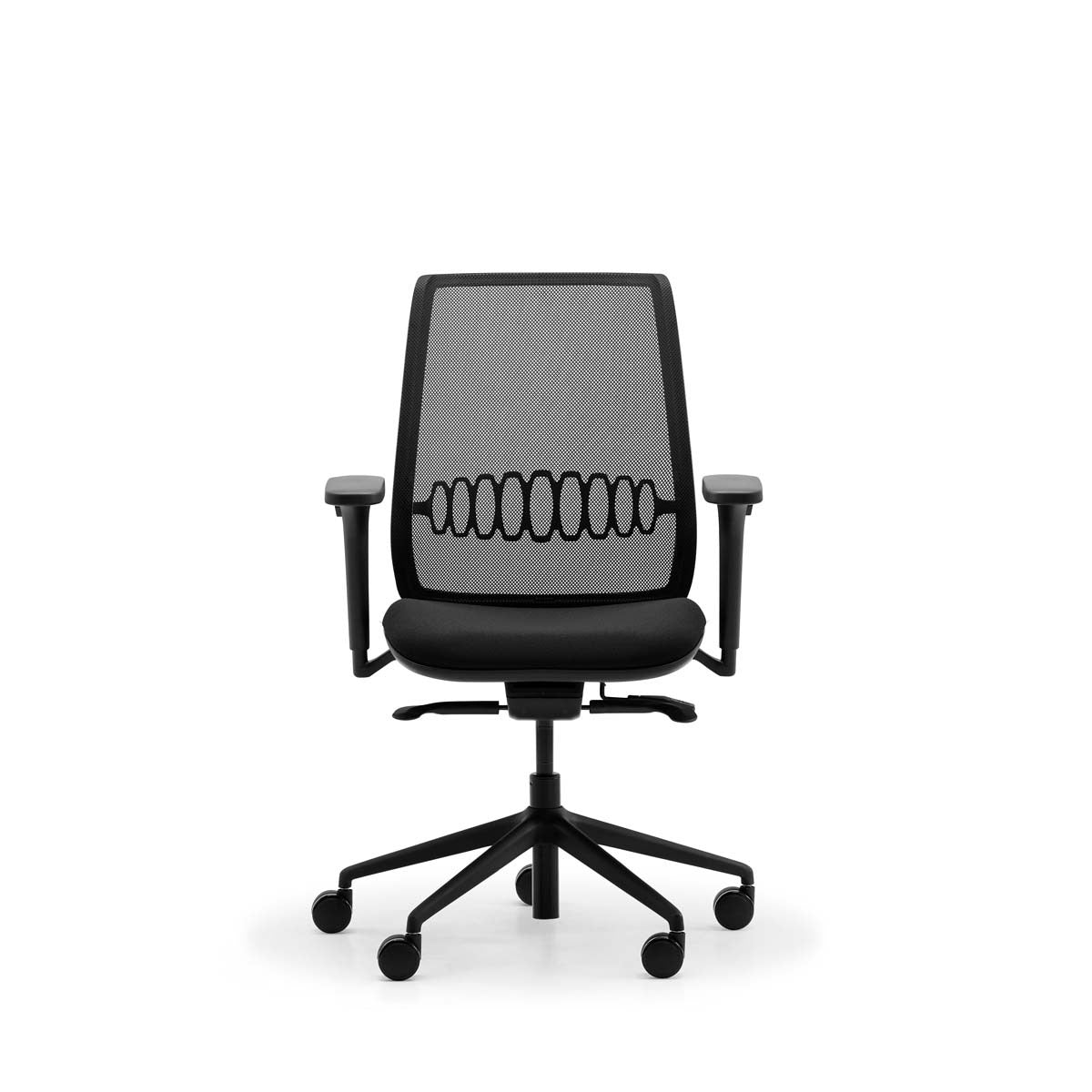 Ystad ergonomic mesh task chair in black, front view
