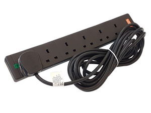 Harrvik 2m Surge Protected Power Extension Cable in black