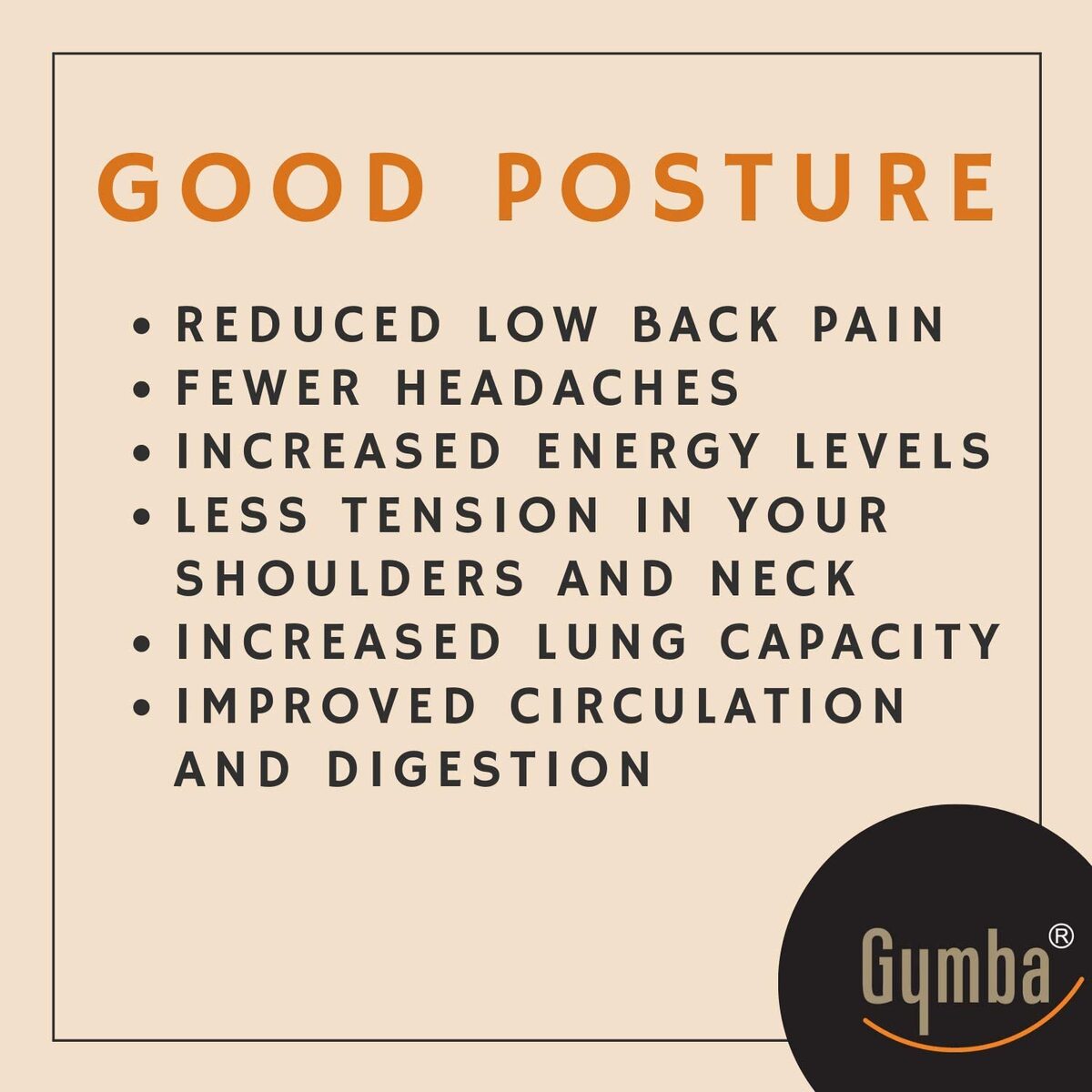 Infographic of why the Gymba balance Board improves posture