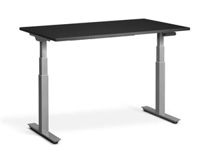 dual motor standing desk with black top.