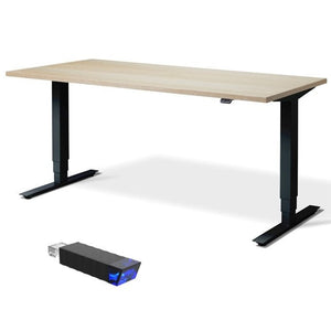 Standing desk with black frame.