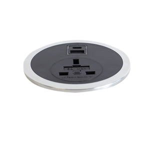 Flon In-Desk Power Outlet with USB Smart Charge - Black Insert