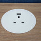 Saxen In-Desk Porthole Power Socket with single USB Smart-Charge in white