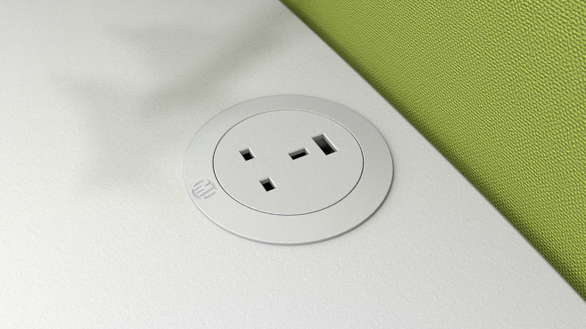 Saxen In-Desk Power Outlet with single USB Smart-Charge