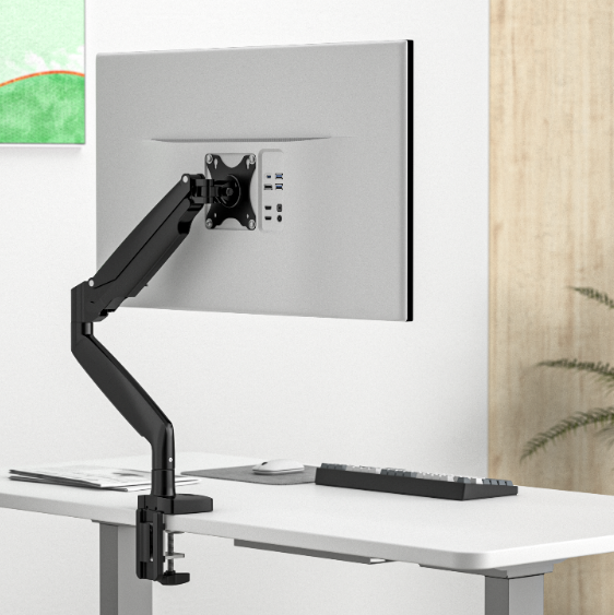 back end view of Visby Ergonomic Gas Assisted Single Monitor Arm
