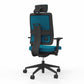 Behind view of blue and black Viasit Toleo NPR Upholstered-Back Ergonomic Chair.