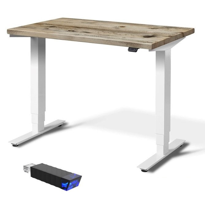 Ultimate luxury rustic wood standing desk with white frame. 