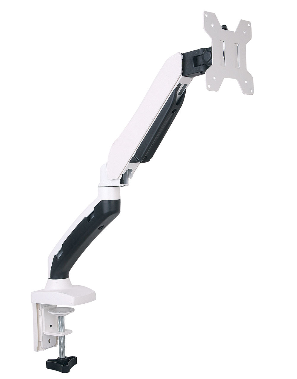 Visby Single Gas Assisted Monitor Arm in white and black