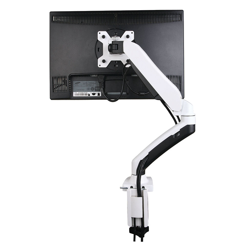 back view of Visby Single Gas Assisted Monitor Arm